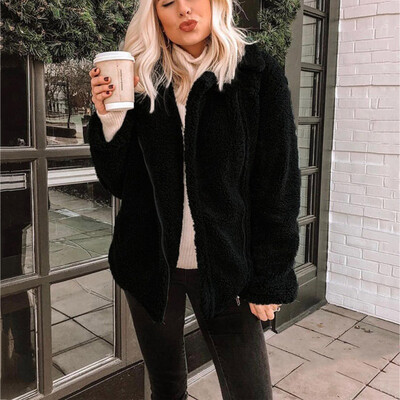 

Roseonmyhand Women Winter Jacket Warm Thick With Zipper Outerwear Coat Loose Overcoat