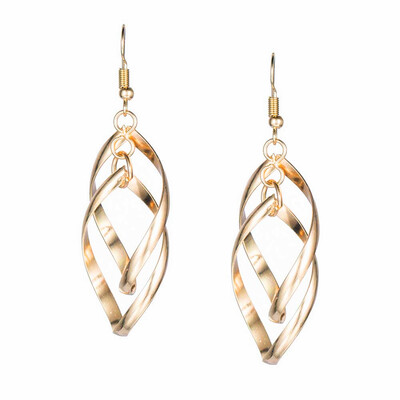 

Fashion Double Swirl Loop Hollow Drop Earrings For Women Long Wave Dangle Earrings High Quality Hanging Earrings Female Jewelry