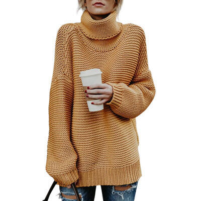 

Women Pullovers Turtleneck Sweater Winter Knitted Warm Casual Tops Coat
