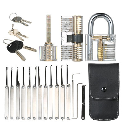 

15pcs Lock Picking Set Kit Tool with Three Transparent Practice Training Padlock Lock for Locksmith Beginners&Professional