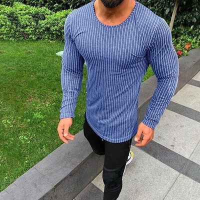 

Fashion Mens Slim Fit Shirts Round Neck Long Sleeve Casual T-Shirt Tee Tops