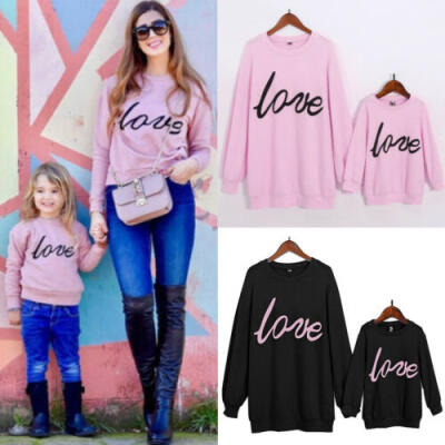 

USA Mom & Daughter Matching LOVE Sweatshirt Pullover Jumper Tops T-shirt Outfits