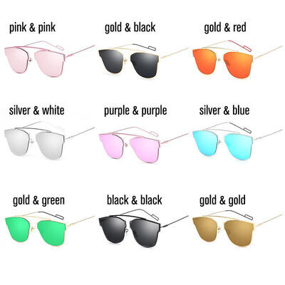 

Stylish Clear Lens Ladies Metal Frame Flat Sunglasses
