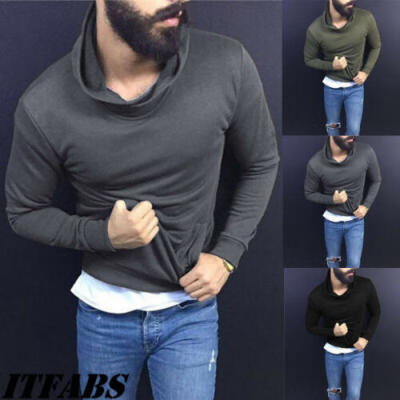 

Mens Autumn Slim Shirts Pullover Jumper High Neck Turtleneck Knit Sweater Tops