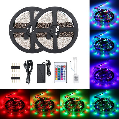 

DC12V 48W 10 Meters 600 LED RGB Strip Light with Sensitive IR24 Keys Remote Control Controller Supported Flash Strobe Fade Smoo