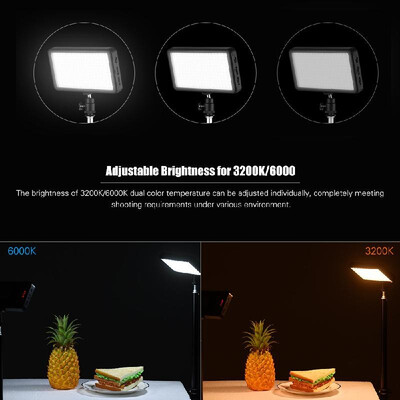 

Andoer LED Video Light Kit include 2pcs W228 3200K6000K Bi-Color Dimmable LED Video Light2pcs Max 72cm Light Stand2pcs 74V 22
