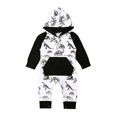 

Autumn Newborn Baby Boy Long Sleeve DinosaurCamouflage Hooded Romper Clothes