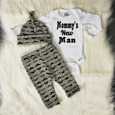 

Newborn Infant Baby Boy Cotton Tops RomperPants LeggingHat Outfits Clothes Set
