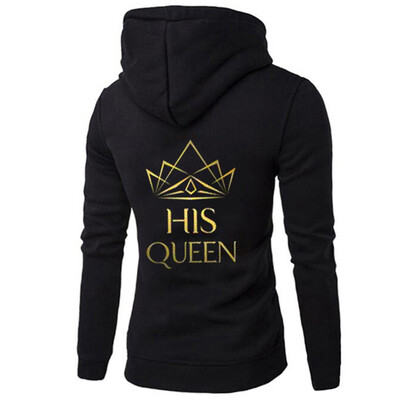

King Queen Couple Matching Hoodies His&Her Long Sleeve Hooded Sweatshirts