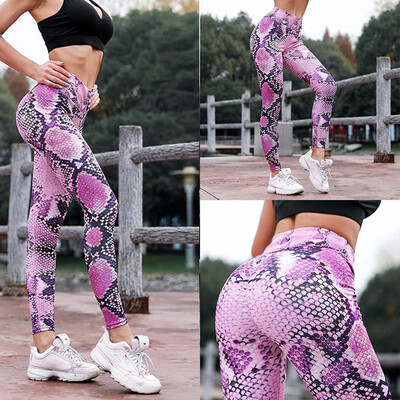 

Gobestart Serpentine High Waist Leggings Serpentine Women Yoga Pants Mesh Leather Leggins