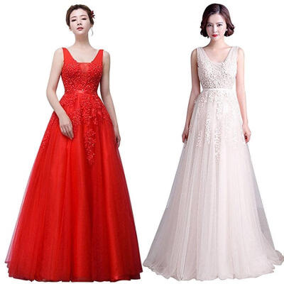 

Women Wedding Party V-neck Appliques Evening Cocktail Prom Ball Gowns Dress