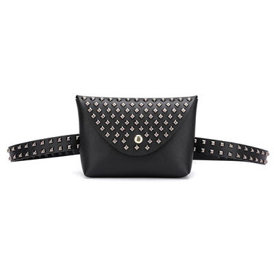 

Women Rivets Waist Pack Punk Style Chest Bag PU Flap Messenger Bags
