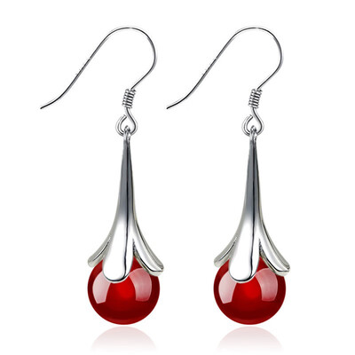 

Red Black Stone Long Water Drop Hangin Earrings Fashion Women Elegant Jewelry Valentines Day Gift WHE20