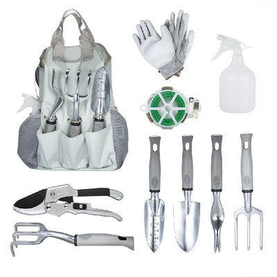 

10pcsset Gardening Tools Aluminum Garden Tool Set 9 Pieces Garden Tools Set Heavy Duty Gardening Hand Tools with Ergonomic Handle
