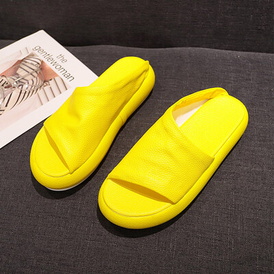 

Mid-heel open-toed slippers for girls wearing summer Korean version muffin thick-soled student sandals