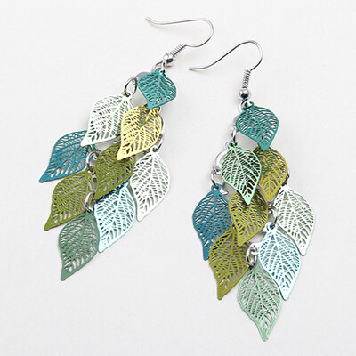 

New Fashion Gold Silver Color Bohemian Jewelry Drop leaves Earrings for Women
