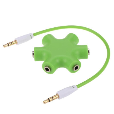 

35mm 6 Ports Multi Headphone Headset Earphone Splitter Adapter 1 to 5 Way Stereo Audio Hub with Connector Cord Cable for Portable