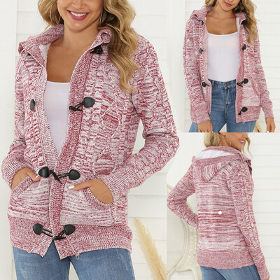 

〖Follure〗Women Casual Button Long Sleeve Hoodie Knitted Sweater Loose Cover Up Cardigan