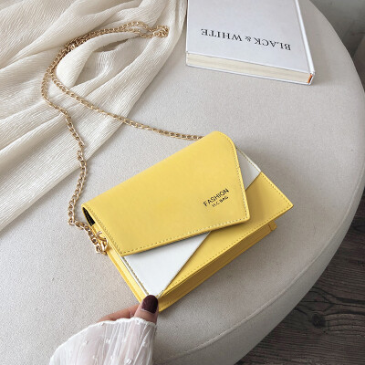 

Sen temperament contrast color small square bag 2019 new wave fashion casual chain Messenger bag wild letter shoulder bag