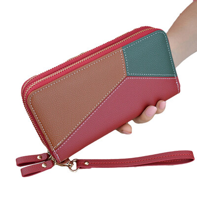 

Women Faux Leather Dual Zipper Purse Wallet Card Phone Pocket Holder Wristlet