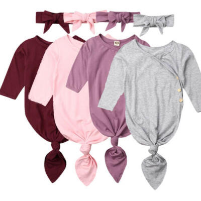 

US 2PCS Newborn Baby Infant Cotton Swaddle Sleeping Bag Sack Wrap Outfit Set