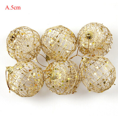 

6Pcs Glitter 56cm Christmas Tree Hollow Out Balls Xmas Tree Gold Ball Decorations Christmas Ornaments Party Wedding Home Decor