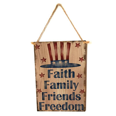 

Vintage Wooden Door Sign Hanging Board Independence Day Art Craft Ornament