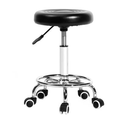 

Adjustable Work Rotating Round Chair 5 Rolls Leather Lift Bar Swivel Stool