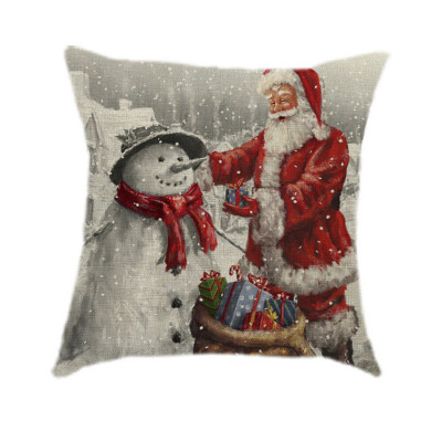 

Tailored Christmas Pillow Case Santa Cotton Linen Sofa Car Throw Cushion Cover Home Decor