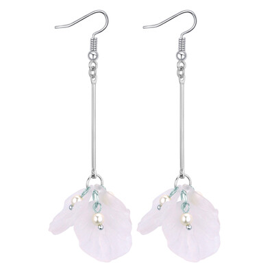 

4 Color Fashion Imitation Pearl Women Drop Earring Petal Design Long Earring