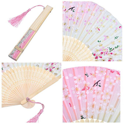 

〖Follure〗Vintage Bamboo Folding Hand Held Flower Fan Chinese Dance Party Gifts Bamboo Fan