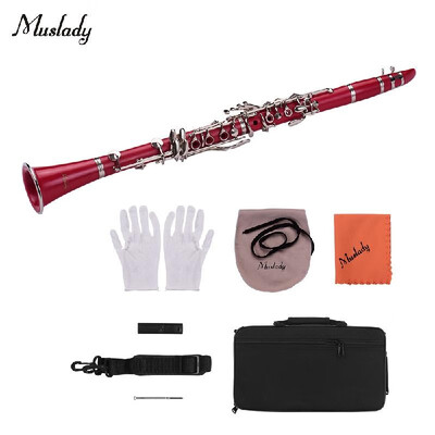 

Muslady ABS 17-Key Clarinet Bb Flat with Carry Case Gloves Cleaning Cloth Mini Screwdriver Reed Case 10pcs Reeds Woodwind Instrume