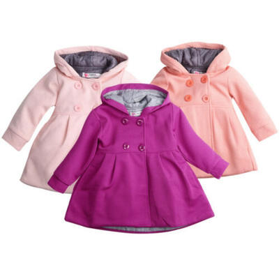 

Baby Girl Hooded Trench Coat Fall Winter Windbreaker Parka Jacket Kids Outerwear