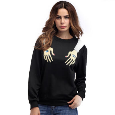 

Autumn Fashion Long Sleeve Round Collar Women Tops Floral Loose T-shirt