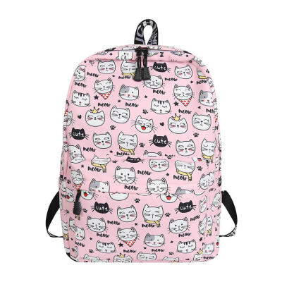 

Cartoon Print Women Canvas Backpacks Students Travel School Shoulder Bags