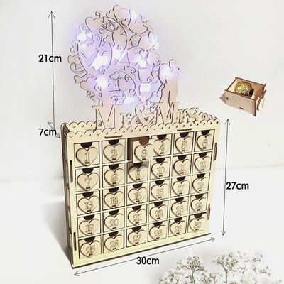 

LED Wedding Sign Chocolate Tree Drawer Cabinet Display Stand Wooden DIY Jewelry Party Decoration Festival Ornament Gifts