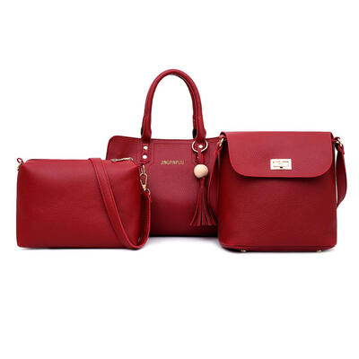 

3pcsset Solid Color Shoulder Handbags PU Leather Totes Women Crossbody Bag