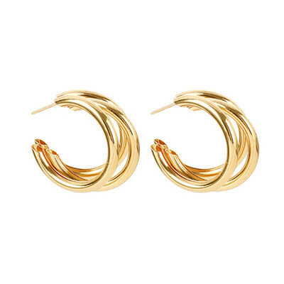 

1 Pair Fashion Punk Geometry Simple Gold Plated Ear Stud Earrings Women Jewelry