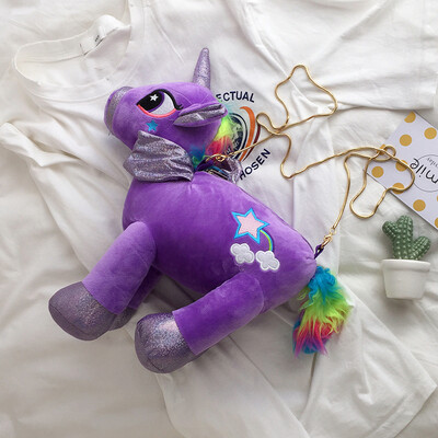 

Fashion plush toy shoulder bag female 2019 new wave Korean version of the cartoon Messenger bag cute Unicorn chain bag