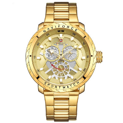 

NAVIFORCE Stainless Steel Band Quartz Wristwatch Fashion Outdoor Sports Multifunctional Watch 3ATM Waterproof Luminous Man Watch N
