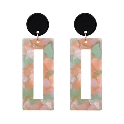 

Olaru trendy Plate Rectangle Long Drop Earring For Woman New Gold Color Round Korean Dangle Earrings Fashion Jewelry Brincos