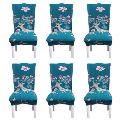 

Gobestart 6Pcs Comfortable Stretch Milk Silk Print Pattern Family Party Seat Cover