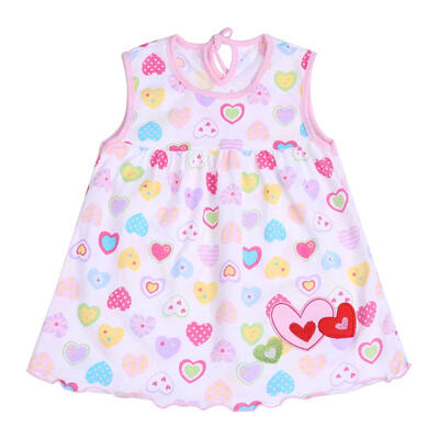 

0-2T Spring Summer Infant Baby Girls Sleeveless Cotton Colorful Cute Dress