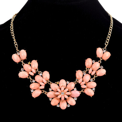

Fashion Retro Style Colorful Gem Rhinestone Flower Choker Necklace Statement Jewelry Women Vintage Maxi Necklace Bib Necklaces