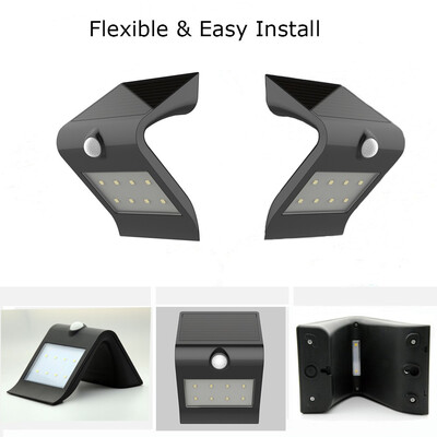 

Solar infrared body-sensing wall light No need to pull wire Easy installation V-shaped fashion appearance IP44 protection level Ca