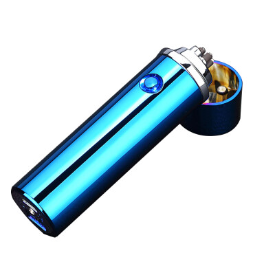 

Creative USB Rechargeable Electronic Hit Fire Machine Windproof Flameless Cylindrical Metal Smoking Cigarette Lighters of Double A