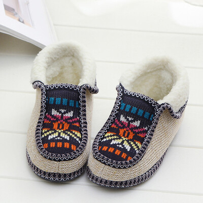 

Rose Mens Women Knitted Flowers Casual Warm Cotton Shoes Short Boots