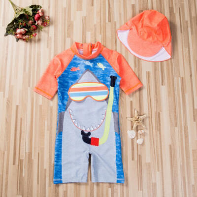 

UK Baby Kids Boy Summer Beach Swimwear Swimsuit Swimming Costume TrunksHat Set