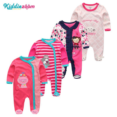 

4PCSLot Baby Clothing Sets Newborn 0-12M 100Cotton Baby Bodysuits Print Long Sleeve Baby Boys Clothes Baby Girls Clothes Rpmpers