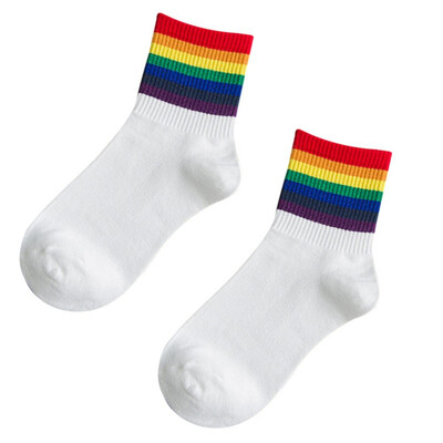 

Women Casual Harajuku Stripes Print Breathable Moisture Wicking Deodorant Elastic Athletic Work Socks